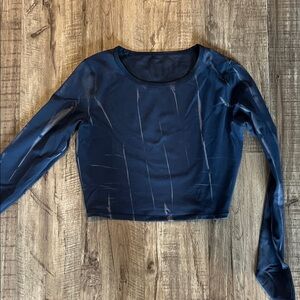 Lululemon Navy Blue Tie Dye Long Sleeve workout Top